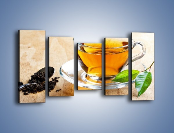 Obraz na płótnie – Listek mięty dla orzeźwienia herbaty – pięcioczęściowy JN290W2
