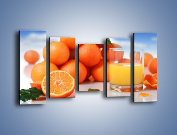 Obraz na płótnie – Szklanka soku pomarańczowego – pięcioczęściowy JN301W2