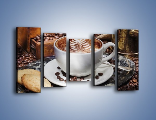 Obraz na płótnie – Taca z kawą – pięcioczęściowy JN338W2