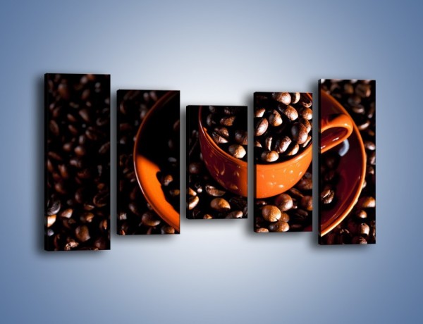 Obraz na płótnie – Filiżanka kawy z charakterem – pięcioczęściowy JN343W2