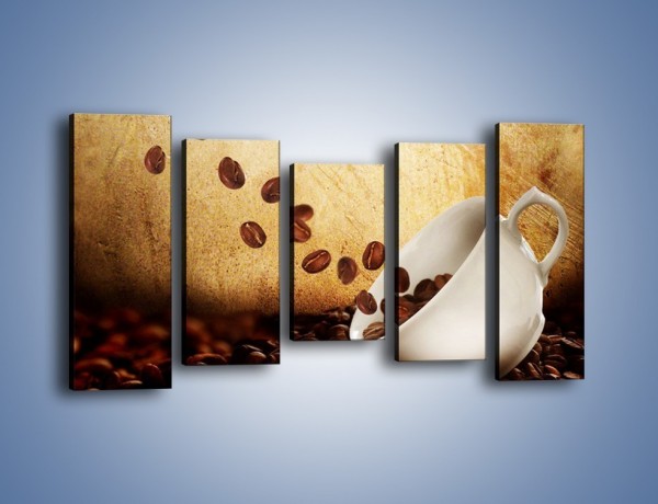 Obraz na płótnie – Rozsypane ziarna kawy – pięcioczęściowy JN346W2