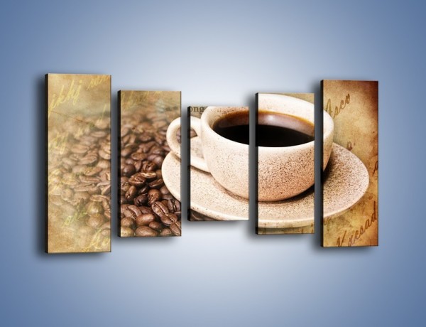 Obraz na płótnie – List przy filiżance kawy – pięcioczęściowy JN347W2