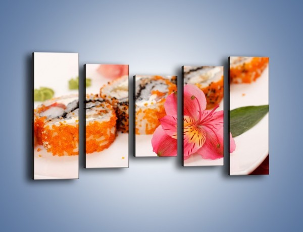 Obraz na płótnie – Sushi z kwiatem – pięcioczęściowy JN354W2