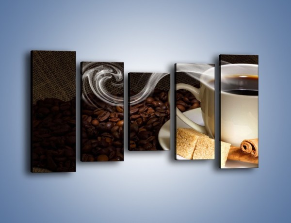 Obraz na płótnie – Kawa z kostkami cukru – pięcioczęściowy JN364W2