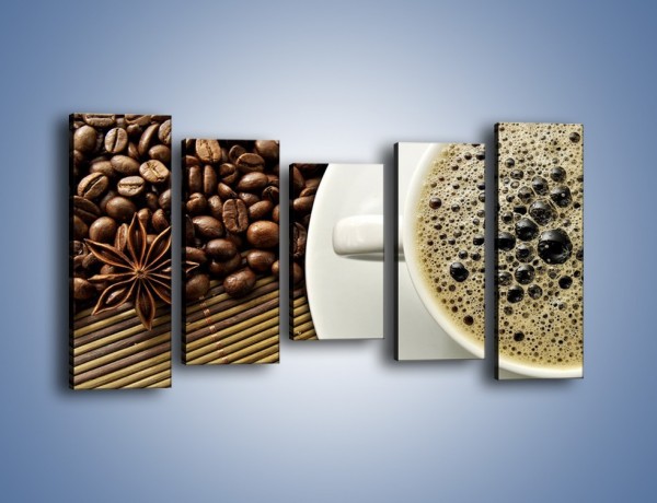 Obraz na płótnie – Zaparzona kawa z pianką – pięcioczęściowy JN384W2