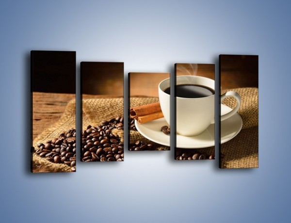 Obraz na płótnie – Kawa w białej filiżance – pięcioczęściowy JN406W2