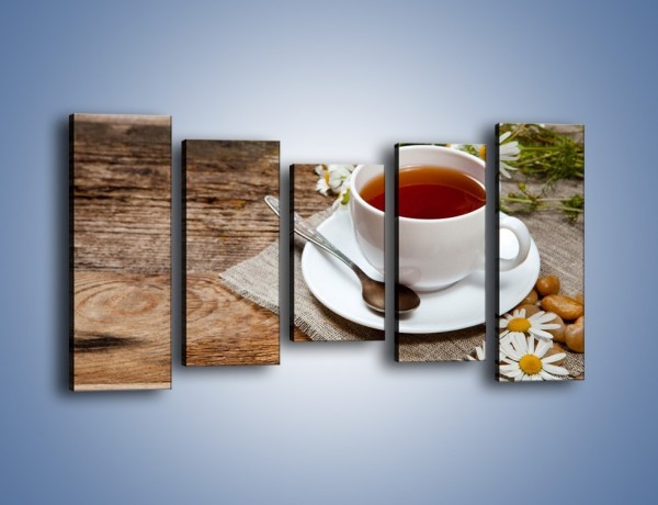 Obraz na płótnie – Herbata wśród stokrotek – pięcioczęściowy JN413W2