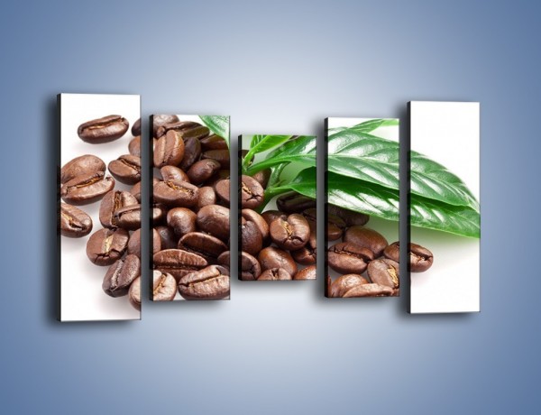 Obraz na płótnie – Kawa wśród zieleni – pięcioczęściowy JN418W2