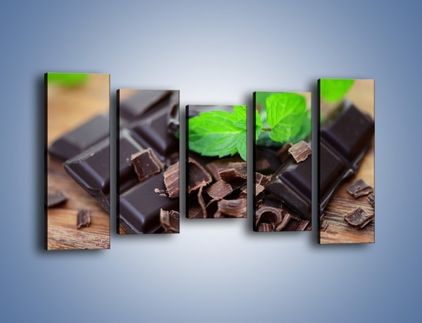 Obraz na płótnie – Połamana czekolada z miętą – pięcioczęściowy JN442W2
