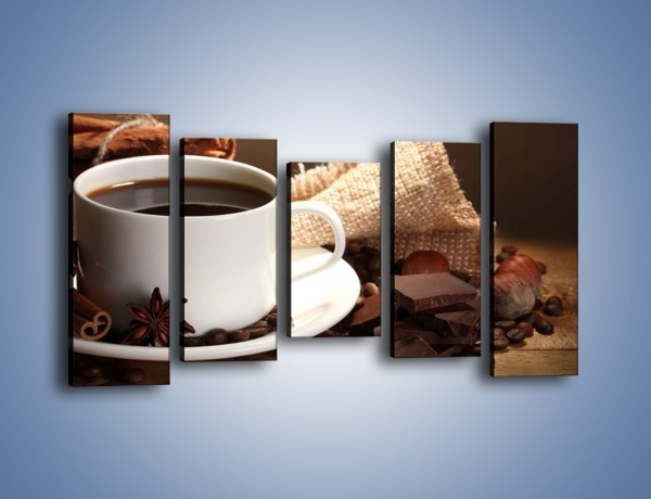Obraz na płótnie – Kawa z dodatkiem czekolady – pięcioczęściowy JN453W2