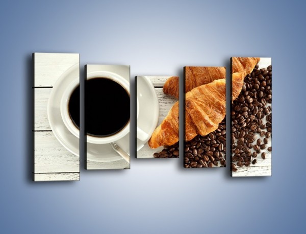Obraz na płótnie – Kawa na białym stole – pięcioczęściowy JN462W2