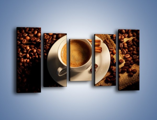 Obraz na płótnie – Tajemnicza historia z odrobiną kawy – pięcioczęściowy JN475W2