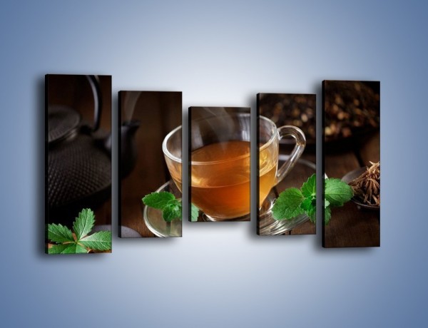 Obraz na płótnie – Mała filiżanka gorącej herbaty – pięcioczęściowy JN493W2