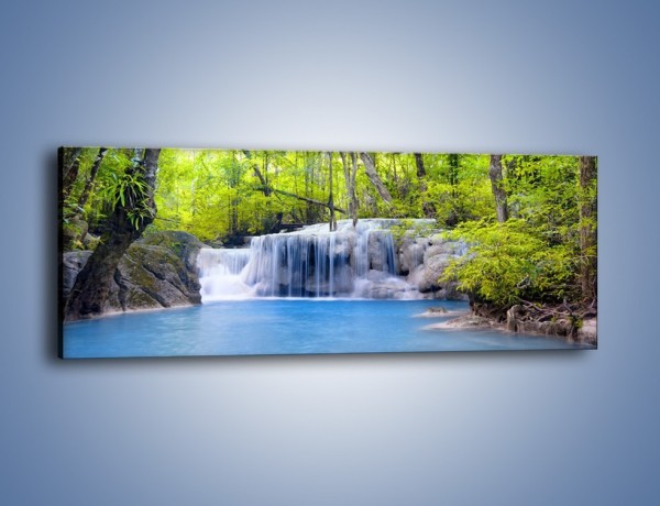Obraz na płótnie – Mały leśny wodospad – jednoczęściowy panoramiczny KN057