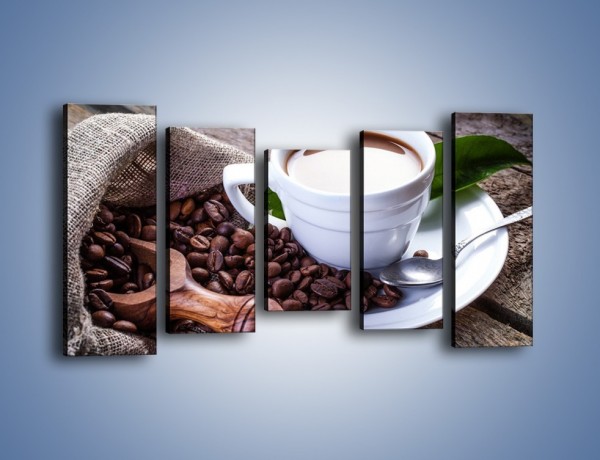 Obraz na płótnie – Dobrze odmierzona porcja kawy – pięcioczęściowy JN613W2