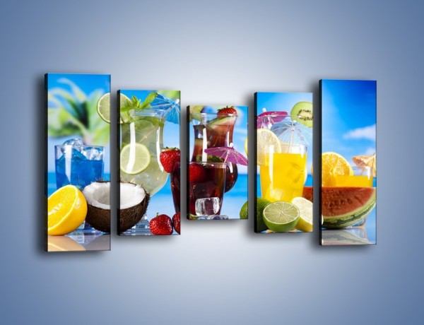 Obraz na płótnie – Drinki z egzotycznych owoców – pięcioczęściowy JN640W2