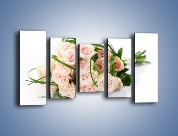 Obraz na płótnie – Wiązanka delikatnie różowych róż – pięcioczęściowy K012W2