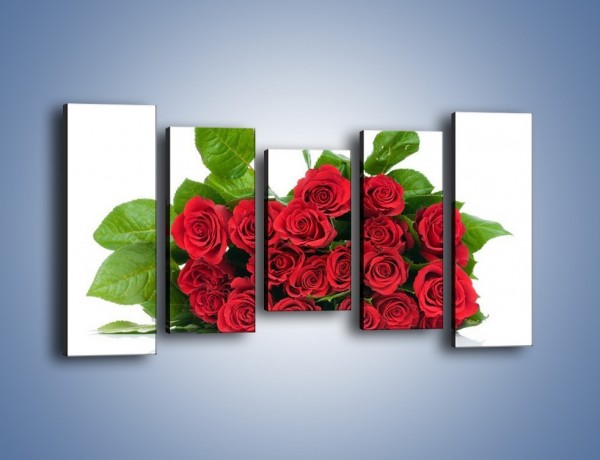Obraz na płótnie – Idealna wiązanka czerwonych róż – pięcioczęściowy K018W2