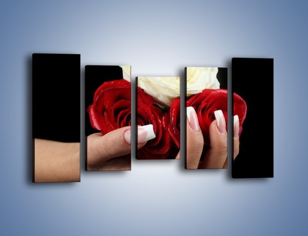 Obraz na płótnie – Pełna garść główek róż – pięcioczęściowy K025W2
