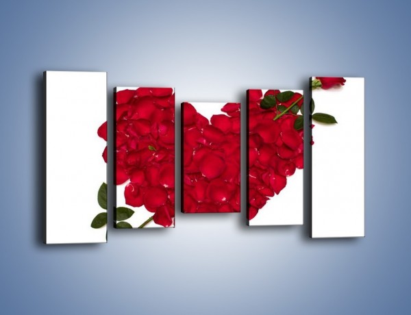 Obraz na płótnie – Różane serce dla ukochanej – pięcioczęściowy K042W2