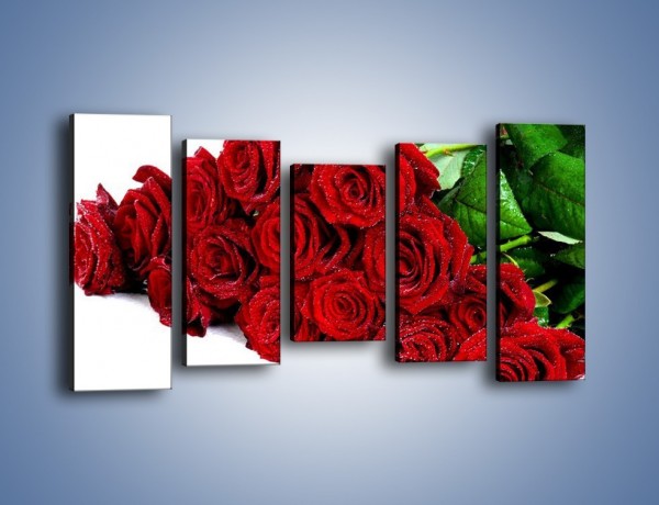 Obraz na płótnie – Oszronione czerwone róże – pięcioczęściowy K047W2