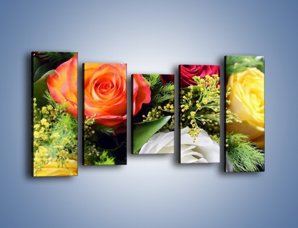 Obraz na płótnie – Róże z polnymi dodatkami – pięcioczęściowy K061W2