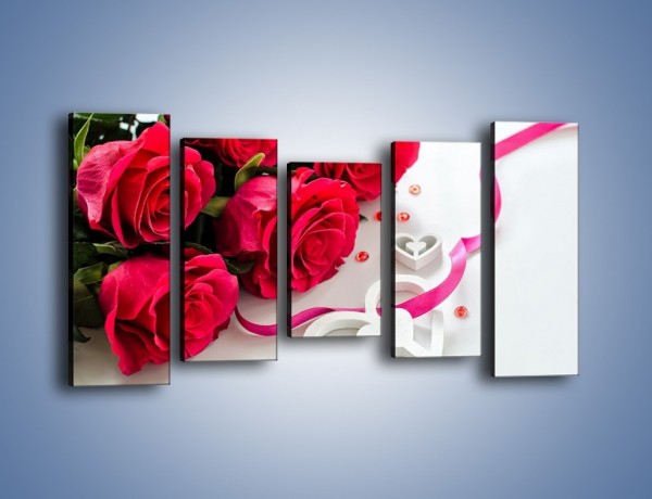 Obraz na płótnie – Róża z miłosnym przekazem – pięcioczęściowy K1011W2