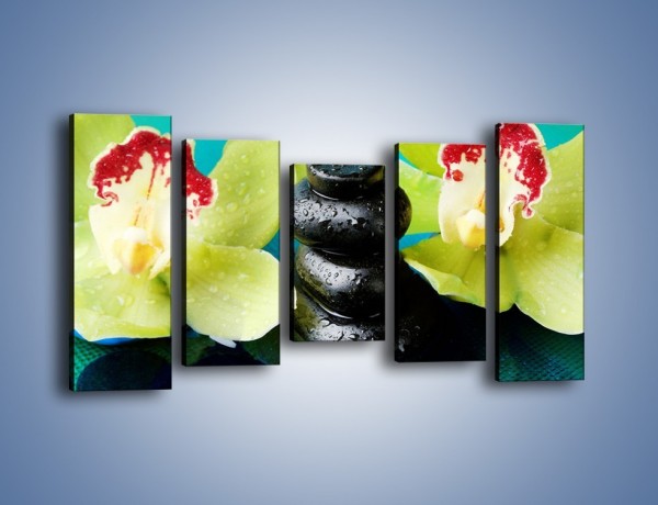Obraz na płótnie – Żółty zielony i kwiat – pięcioczęściowy K1025W2