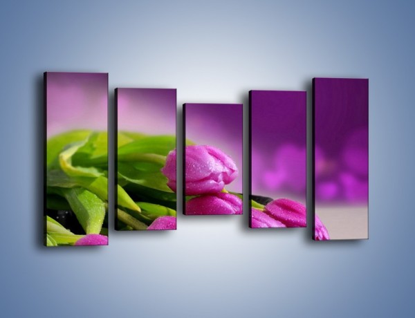 Obraz na płótnie – Tulipany w kolorze lawendy – pięcioczęściowy K133W2