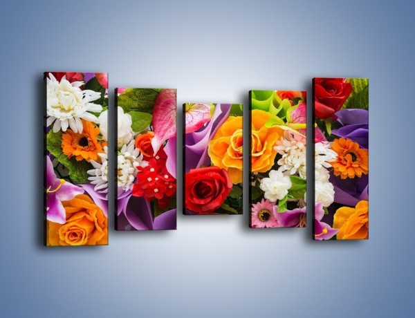 Obraz na płótnie – Kwiaty w kolorze tęczy – pięcioczęściowy K462W2