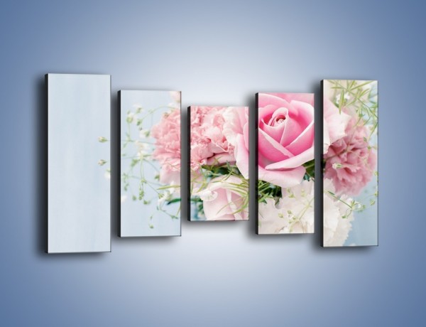 Obraz na płótnie – Kwiaty z ślubną historią – pięcioczęściowy K494W2