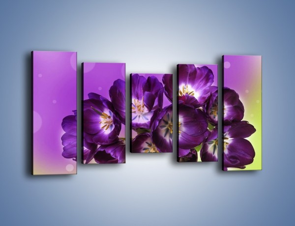 Obraz na płótnie – Fioletowe kwiaty w powietrzu – pięcioczęściowy K630W2