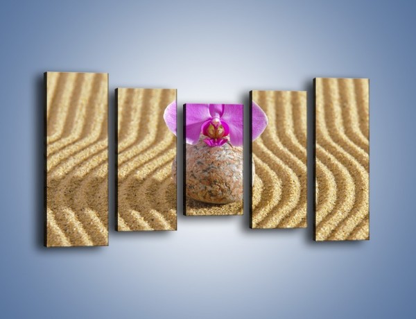 Obraz na płótnie – Struktura piasku z kwiatem – pięcioczęściowy K637W2