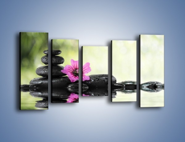 Obraz na płótnie – Odbicie kwiatuszka w wodzie – pięcioczęściowy K647W2