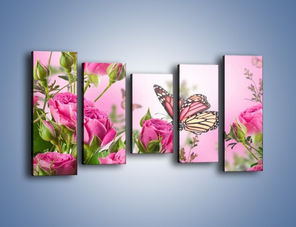 Obraz na płótnie – Motyle różowe jak kwiaty – pięcioczęściowy K741W2