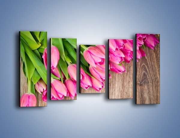 Obraz na płótnie – Do góry nogami z tulipanami – pięcioczęściowy K807W2