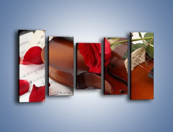 Obraz na płótnie – Instrument muzyka i kwiaty – pięcioczęściowy K900W2