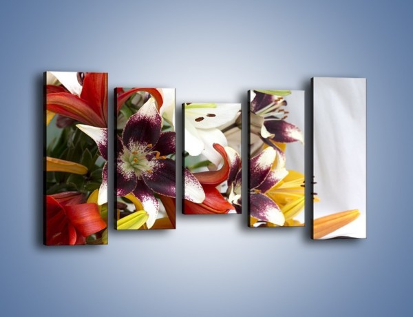 Obraz na płótnie – Wiązanka z samych lilii – pięcioczęściowy K945W2