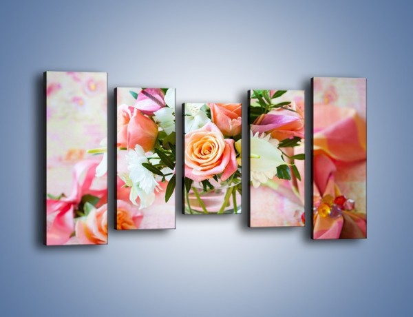 Obraz na płótnie – Kieliszek z kwiatuszkami – pięcioczęściowy K948W2