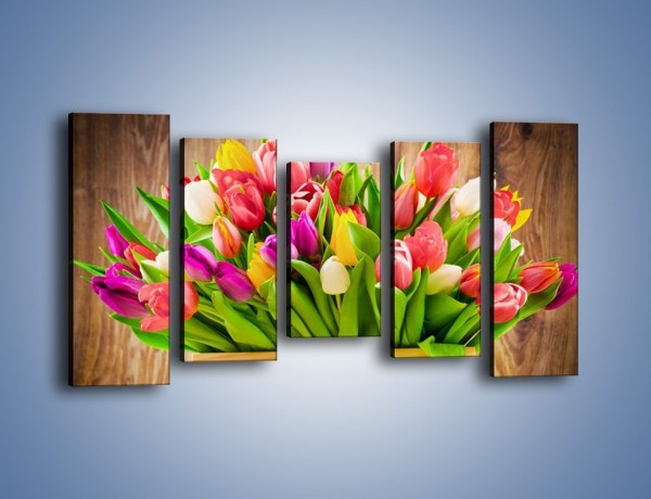 Obraz na płótnie – Skrzynia w tulipanach – pięcioczęściowy K955W2