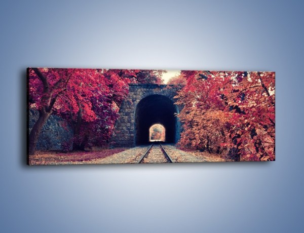 Obraz na płótnie – Pociągiem przez jesień – jednoczęściowy panoramiczny KN1023