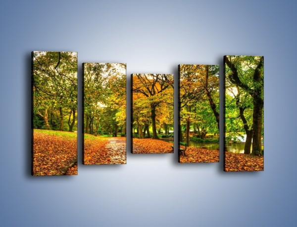 Obraz na płótnie – Piękna jesień w parku – pięcioczęściowy KN1098AW2