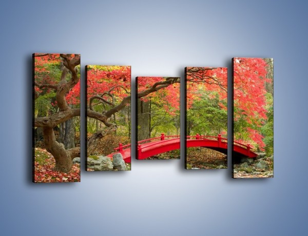 Obraz na płótnie – Czerwony most czy czerwone drzewo – pięcioczęściowy KN1122AW2