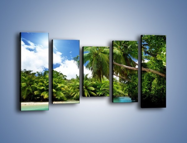 Obraz na płótnie – Rozłożone palmy i woda – pięcioczęściowy KN1168AW2