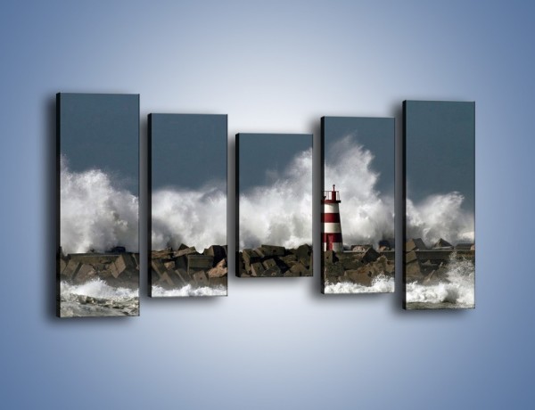 Obraz na płótnie – Latarnia morska w sztormie – pięcioczęściowy KN626W2