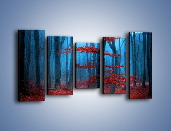 Obraz na płótnie – Czerwień w lesie – pięcioczęściowy KN897W2