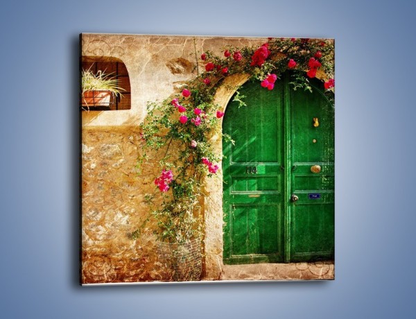Obraz na płótnie – Drzwi w greckim domu vintage – jednoczęściowy kwadratowy AM192