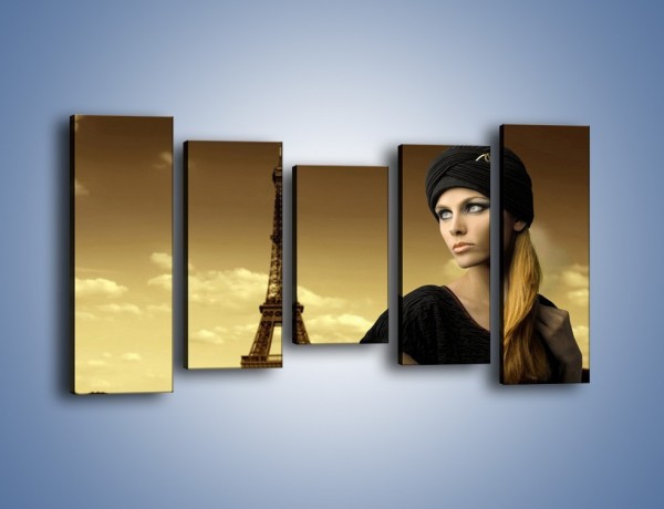 Obraz na płótnie – Czarna dama w paryżu – pięcioczęściowy L114W2