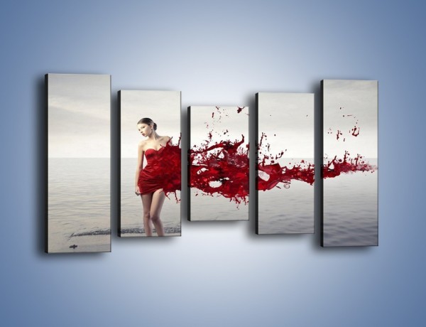 Obraz na płótnie – Krew suknia i woda – pięcioczęściowy L361W2
