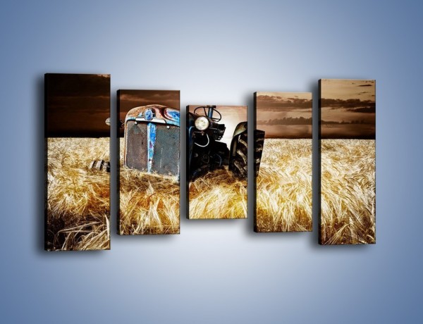 Obraz na płótnie – Stary traktor w polu pszenicy – pięcioczęściowy TM033W2